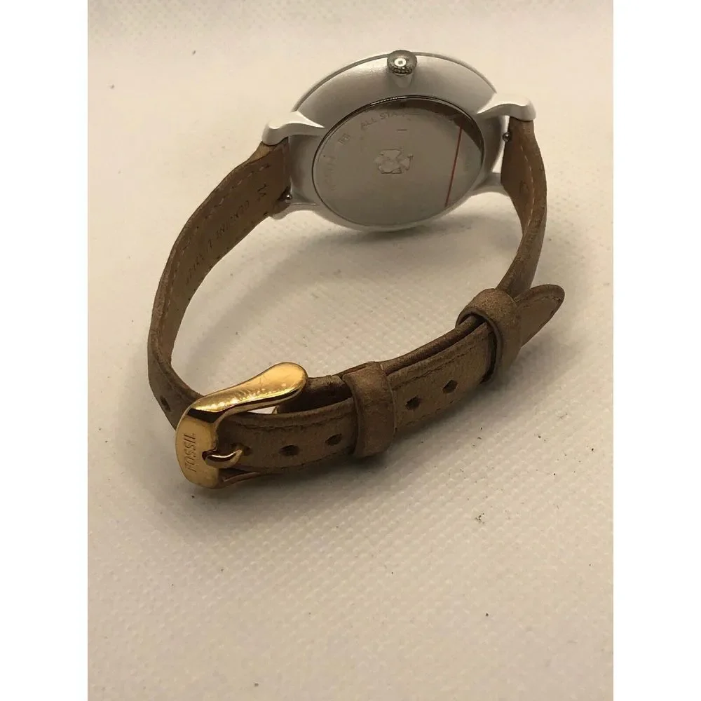 Fossil ES4397 Women's Brown Leather Analog White Dial Quartz Wrist Watch OL6